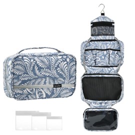 homchen Hanging Toiletry Bag Travel Kit for Men Women, Upgrade Large Capacity Wash Bag Makeup Bag with 4 Compartments, Foldable Compact Size