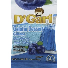 D GARI Gelatin Mix Regular Sugar Level Plastic Bag, 735257013121, Blueberry, 4.2 Ounce