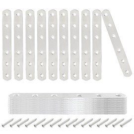 HARSKIYER 8 Pcs 6 Inch Straight Bracket, Stainless Steel Flat Mending Brace, Silver Connector Plate with Mounting Screws & Screwdriver for Furniture Repair, Fixing