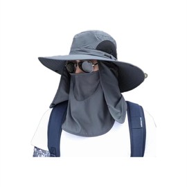OHAOLYLE Sun Protection Hat Neck Face Flap Men's Sun Hat,Removable Sunshade Hat for Holidays Fishing Hiking Cycling Boating Grey
