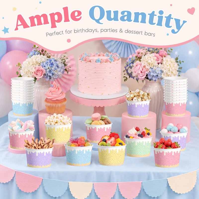 9 oz Ice Cream Bowls Disposable 100 Pack Candy Snack