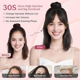 SEGO Clip in Side Bangs Real Human Hair, Hair pieces for Women -Side-#01B Brown Black