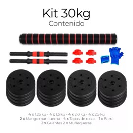 Otra Volta Kit Mancuerna Pesas Barra Recta Ejercicio Ajustable De 30 Kg