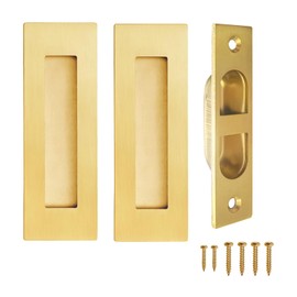 Fihatokus Pocket Door Handles and Edge Pull,4.72 inch Recessed Flush Finger Pulls,304 Stainless Steel Pocket Door Hardware,Gold