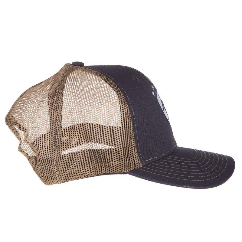 ARIAT Men's Shield Logo Adjustable Cap, Mesh Snap Back, Navy/Tan