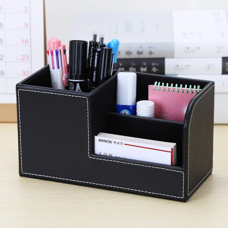 PU Leather Desk Organizer Pen Holder Desk Organizer Pen Pencil