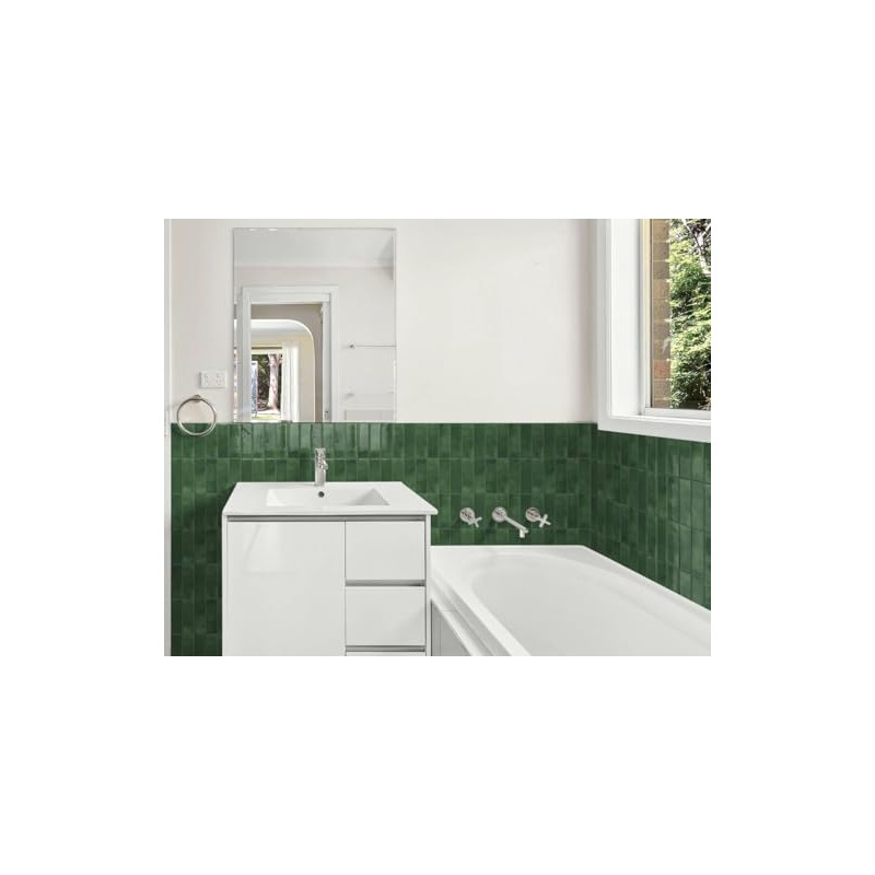 DEWOO Peel and Stick Subway Backsplash Green Kitchen Bathroom Rectangle
