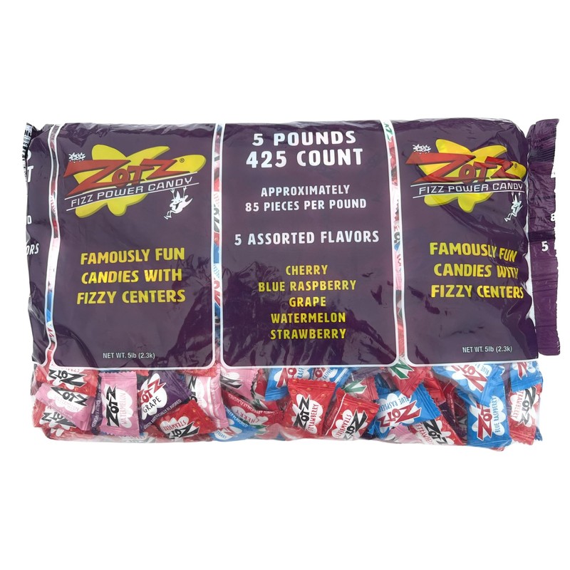 Zotz Fizzy Candy, 7 Flavor Assorted, 5-Pound Bag