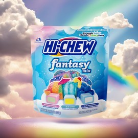 Fantasy Mix, Rainbow Sherbet Blue Hawaii Blue Raspberry, 4 Stand Up Pouches, 12.7oz each - Unique Fun Soft & Chewy Candy - Immensely Juicy Fruity Candy Flavors - Individually Wrapped for Sharing