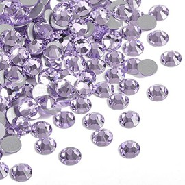 Beadsland Diamantes de imitación de cristal con parte trasera plana, gemas redondas para arte de uñas y manualidades, pegamento fijo, violeta, 0.181-0