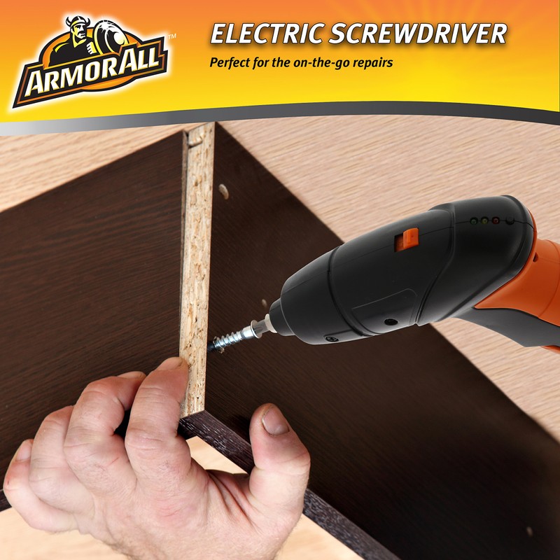 Armor All Electric Screwdriver Cordless Kit, Lithium Power Rechargeable 4.8-Volt,