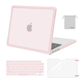 MOSISO Compatible with MacBook Pro 14 inch Case 2025-2021 M4 M3 M2 M1 A3112 A3185 A3401 A2918 A2992 A2779 A2442, Soft TPU Bumper Anti-Scratch Hard Case&Keyboard Skin&Screen Film&Pouch, Chalk Pink