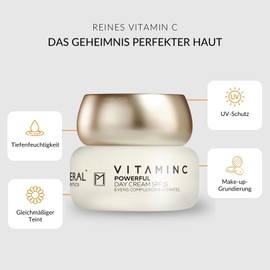 Pure Mineral Day Cream SPF 15 with Vitamin C for All Skin Types - Moisture & Protection - No Silicones, Sulphates, Parabens - 50 ml