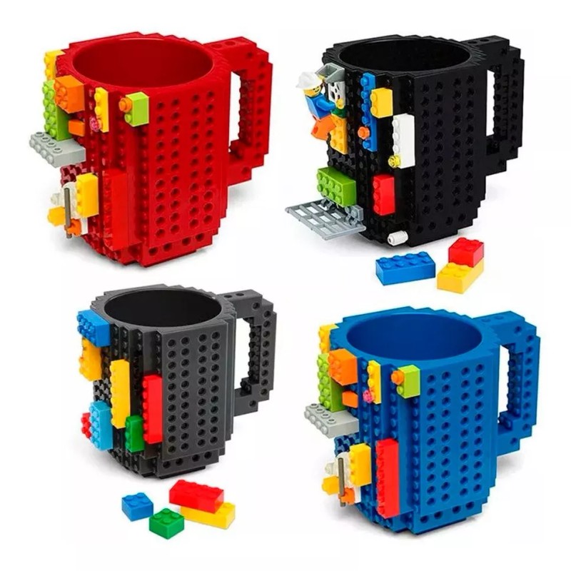 MUG Taza Cafe Bloques Construccion Creativo Figuras Vaso Mug