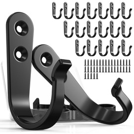 BREYDROK 20PCS Wall Hooks for hanging, Metal Wall Hooks for Coats, Coat hooks for Wall, Heavy Duty Single Prong Wall Hooks With 40 Pieces Screws for Hanging CoatsTowelBackpackHat, Dog LeashesCoffee Mug