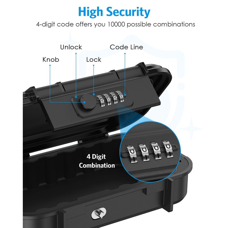 Brifit Portable Safe Box with Code, Key Lock Box Combination