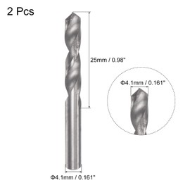 sourcing map Solid Carbide Drill Bits, 4.1mm C2/K20 Tungsten Carbide Jobber Drill Bits Straight Shank Drilling Tool for Stainless Steel Aluminum Iron Metal Plastic 2pcs