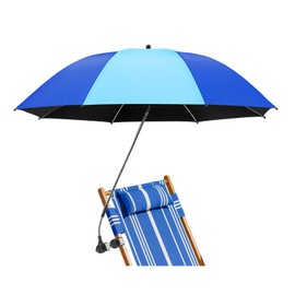 NBtoUS Chair Umbrella with Clamp, 360 ° Adjustable Umbrella for Chair, UPF50+ for Beach, Patio, Camping, Golf Carts（Azure Blue/Light Azure Blue, Chair Not Included