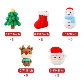 Ercadio 25 Pack Resin Christmas Cupcake Toppers Santa Claus Snowman Christmas Tree Cupcake Picks Resin Socks Cupcake Toppers for Christmas Theme Birthday Baby Shower Decor Supplies