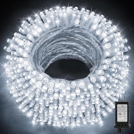 Christmas String Lights, 98FT 300LEDs Indoor Outdoor String Lights 8 Flashing Modes with End-to-End Plug, Waterproof Fairy Lights for Bedroom Wedding Party Decorations (White)