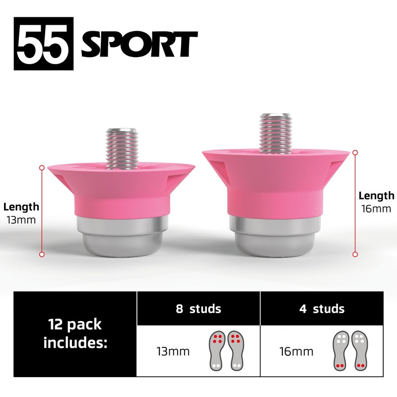 55 Sport World Cup Metal-Tipped Replacement Football Studs - 12