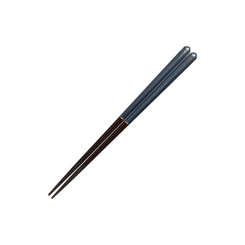 Waka Narrow Coating Chopsticks Octagonal Navy Blue Natural Wood, Dishwasher