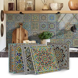 VICCI 12Pcs DIY Backsplash Tile Stickers Decals Thickened,Peel and Stick Wall Tile Decor Stickers for Home Decor 5.9x5.9 inch