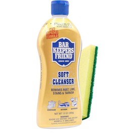 Bar Keepers Friend Soft Cleanser bundled with kitchen sponge 13 oz. all purpose stainless steel toilet bathroom shower oven multipurpose ready to use cleaner
