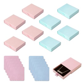 JIEYUMAO 8Pcs Cardboard Jewelry Boxes, 3.1×3.1×0.7 Inch Jewelry Gift Box with Cleaning Cloth, 2 Colors Small Gift Boxes with Lids Sponge Filled Cardboard Case for Rings Earrings Bracelets