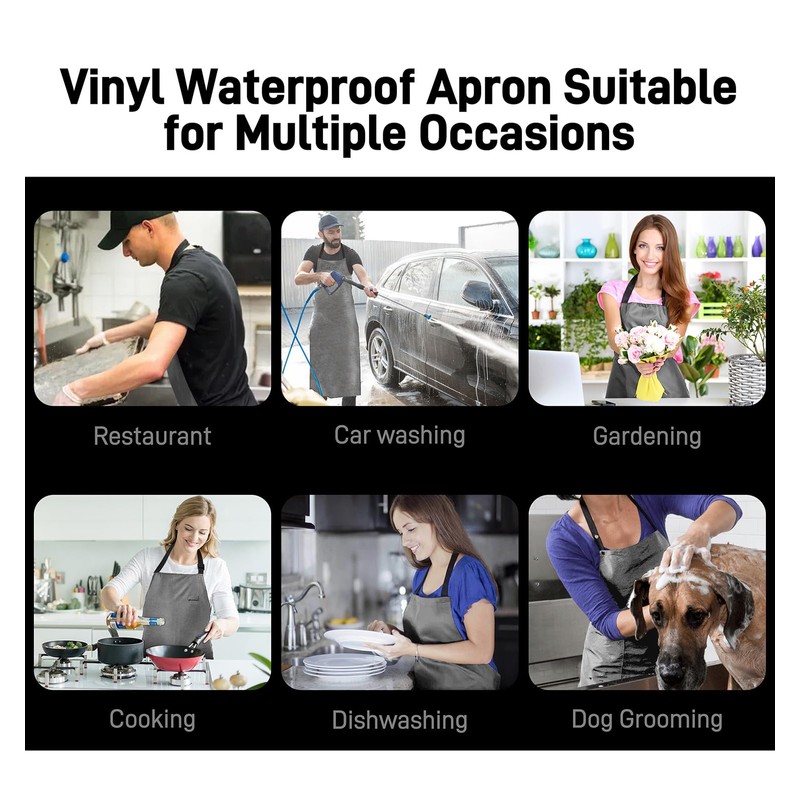 Vammcht Waterproof Apron with Comfortable Adjustable Bib Rubber Vinyl Dishwasher