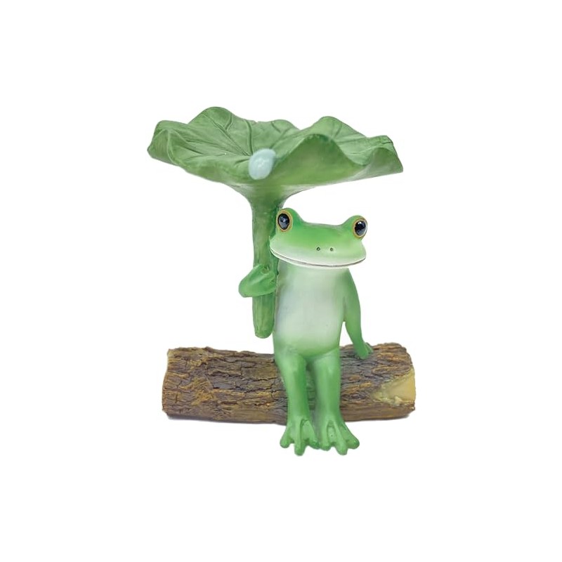 Daikai Copeau Frog Taking Shelter from Rain on Lotus Leaf,