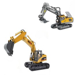 Full size combination, excavator dump truck alloy plastic engineering vehicle electronic toy - Color: 1:14 Excavator and 1:18 Excavator