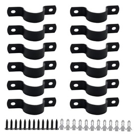 3/4 Inch DN20 Pipe Strap 12Pcs, Two Hole Fixing U Bracket, Rigid Pipe Strap Clamp for Pipe Plumbing System, Black U Clamps