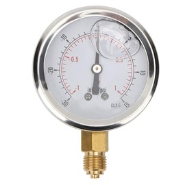Water Pressure Gauge TS - PGGZ60Z4‑1bar 1/4BSP Y60 Axial Oil Filled Vacuum Pressure Gauge Stainless Steel Pressure Gauge for Water Oil Air and Natural Gas