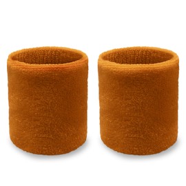 Couver Wrist Sweatband - Solid Cotton Terry Cloth Sport Wristband, 1 Pair, Tan