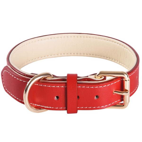 Adjustable Genuine Soft Leather Dog Collar of Padded Best for