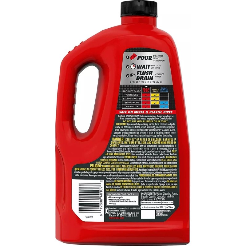 Drano Max Gel Drain Clog Remover, 80 oz - Unclogs