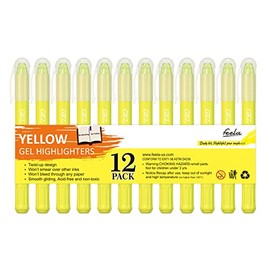 Feela Paquete de 12 marcadores de gel amarillo para rotuladores de la Biblia, suministros de diario, sin sangrar para resaltar diario, escuela, oficina