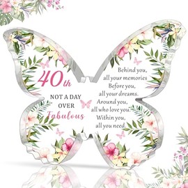 HULALA 40th Birthday Gifts For Women Friends Wife Daughter Sister Butterfly Acrylic Plaque 40th Birthday Keepsake Presents Behind You All Your Memories Gift