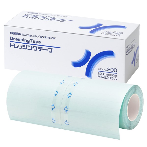 Million Aid MA-E200-A Dressing Tape, 7.9 inches (200 mm) x 32.8 ft (10 m), 1 Roll, Film Dressing, 30 Microns, Waterproof Film Roll