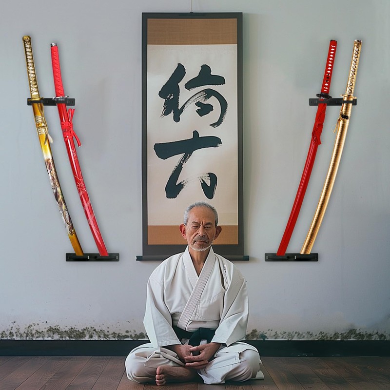 Sword Wall Mount Katana Holder Adjustable Tilting Vertical Sword Display
