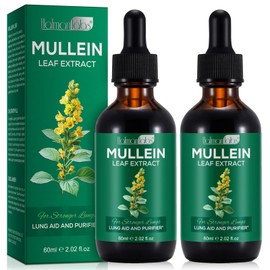 2 Pack Mullein Drops for Lungs, Natural Mullein Herbal Supplements, Mullein Leaf Extract for Lung Cleanse and Respiratory Support, 2.02 fl oz