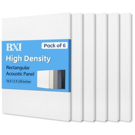 BXI Sound Absorber - 16 X 12 X 3/8 Inches 6 Pack High Density Acoustic Absorption Panel, Sound Absorbing Panels Reduce Echo Reverb, Tackable Acoustic Panels for Wall and Ceiling Acoustic Treatment