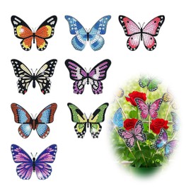 DmDoyy 8 Stück Diamond Painting Schmetterling Sets, Diamond-Painting Kinder Erwachsene Bastelset, Für Draußen Und Drinnen Balkon Deko, Garten Schmetterlinge Deko, DIY Basteln Ornaments Kit