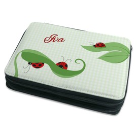CreaDesign Children's Pencil Case with (Desired) Name, Unique Pencil Case by Personalisation, School Pencil Case - Ladybird Motif, Fm-1036