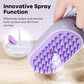 Cat Steam Brush for Shedding, 4 in 1 Rechargeable Steam Brush for Cats and Dogs, Anti-Static, Massage, Cleaning, Shedding & Combing All In One!