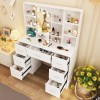 Yamissi Modern Dressing Table Set with Drawers and Stool LED