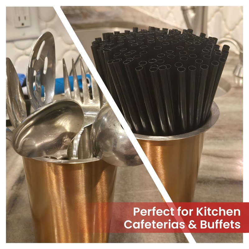JUST-BUY Stainless Steel Solid Flatware Utensils Holder, Caddy, Crock, Cylinder
