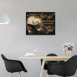Vintage Piano Music Decor Wall Art You Talent Is God’s Gift Instrument Musical Pictures Wall Decor Pianist Musician Gift Canvas Painting Prints Artwork Decoration Framed for Music Room Bedroom 12"x16"