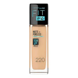 MAYBELLINE Base Maquillaje Fit Me Matte + Poreless 30ml, matifica y controla el brillo, tiene FPS 22